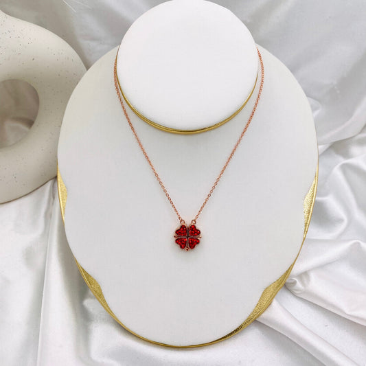 Women Rosegold Double-Side Heart Necklace WNI56