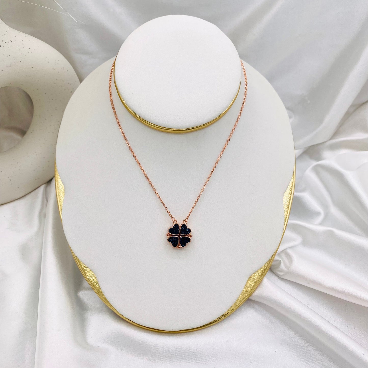 Women Rosegold Double-Side Heart Necklace WNI56