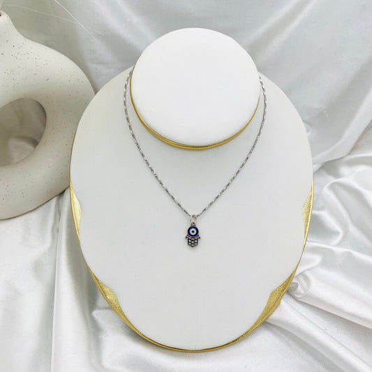 Women Sterling Silver Evil Eye Necklace WNI46