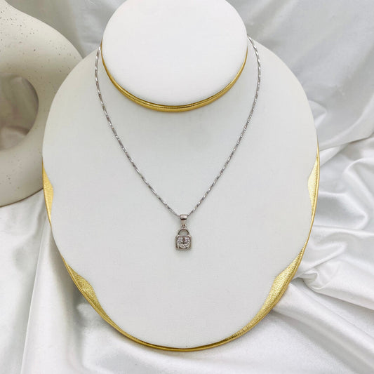 Women Lock 925 Sterling Silver Necklace WNI45