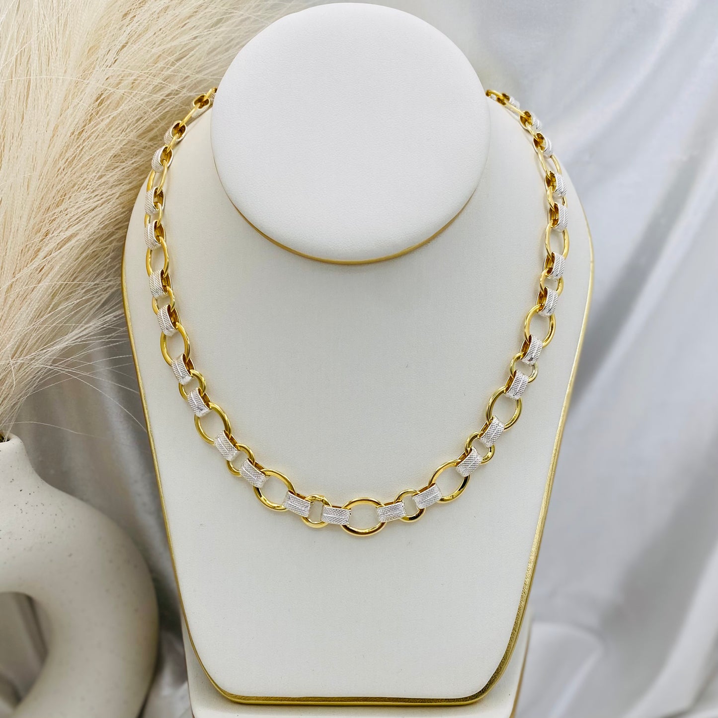 24K Gold Plated Oval Round Link Chain in 925 Sterling Silver MCH29