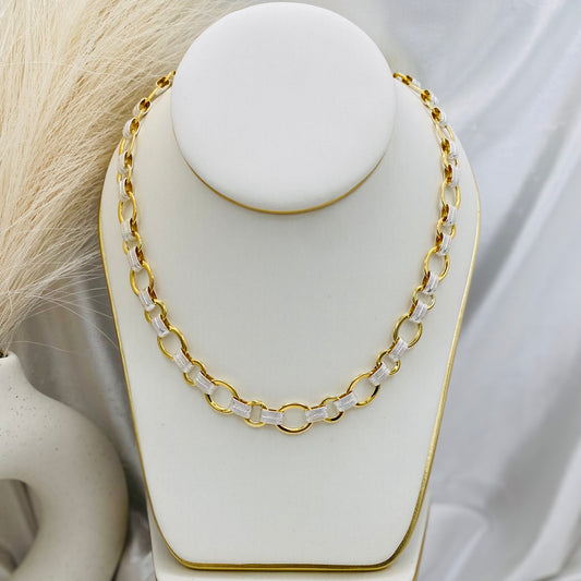 24K Gold Plated Oval Round Link Chain in 925 Sterling Silver MCH29
