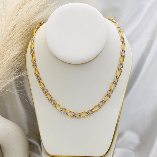 24K Gold Plated Figaro Link Chain in 925 Sterling Silver MCH27