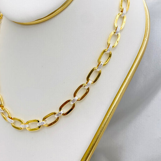 24K Gold Plated Vienna Link Chain in 925 Sterling Silver MCH28