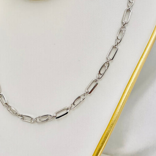 Unisex Paperclip 925 Sterling Silver Chain UCS05