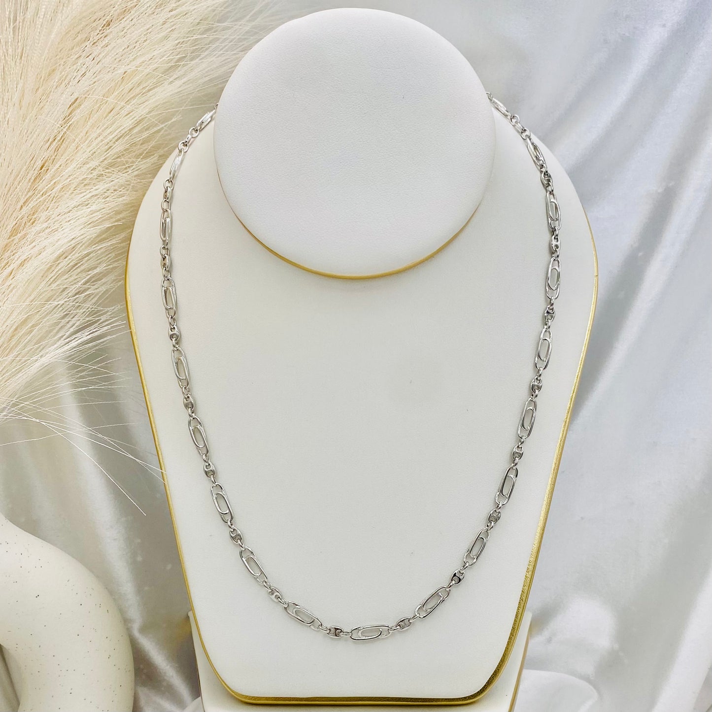 Unisex Double Paperclip 925 Sterling Silver Chain UCS03