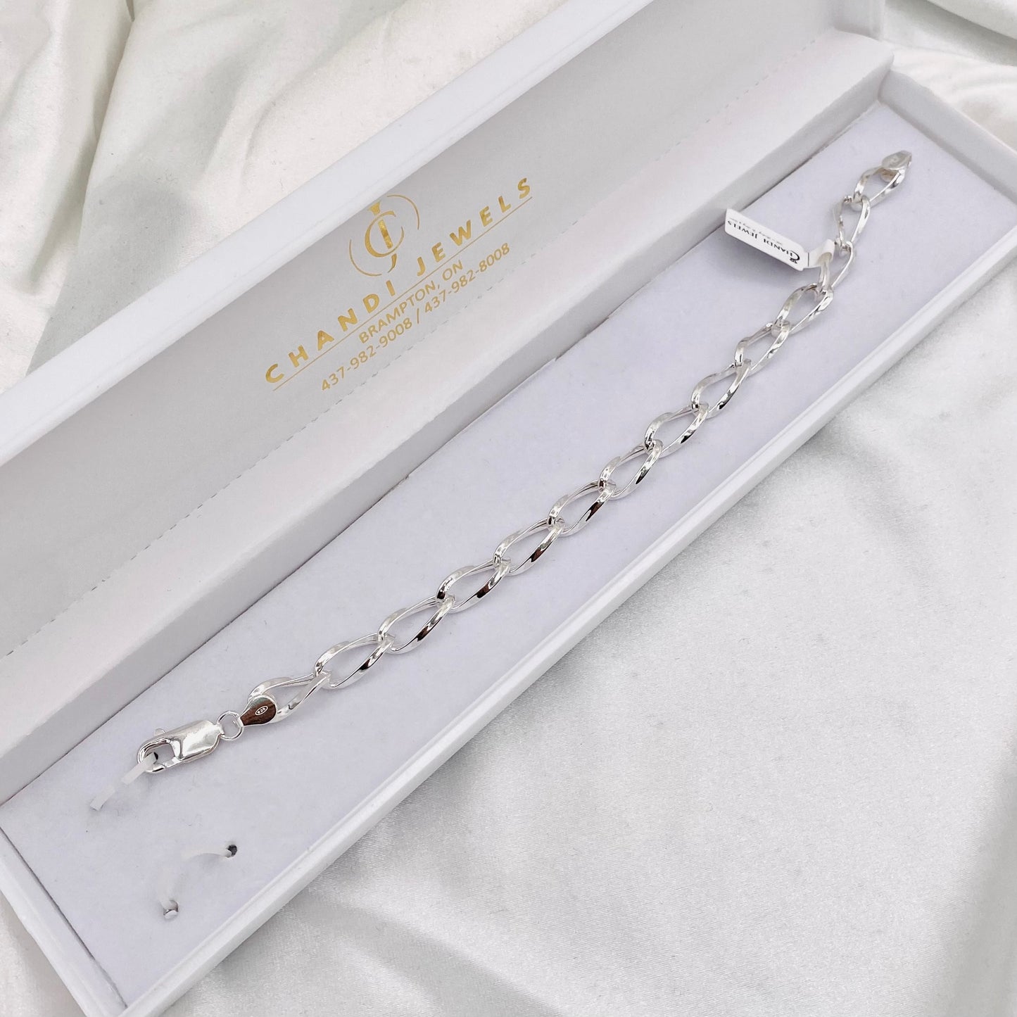 Mens Curb Link Silver Bracelet MBP25