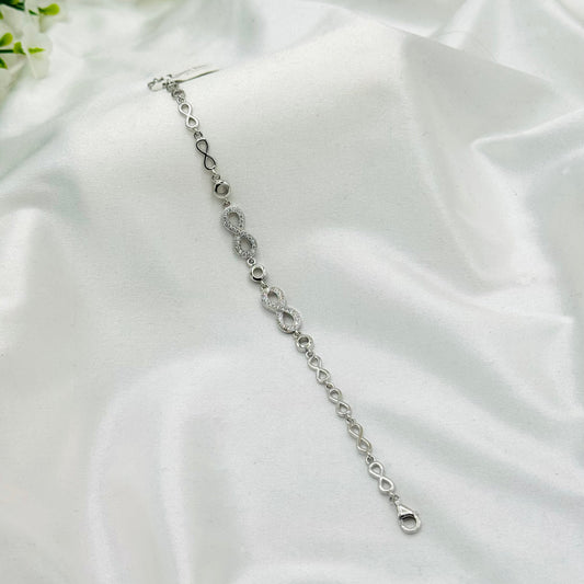 Women Infinity Italian Sterling Silver 925 Bracelet with Moissanites WBI31