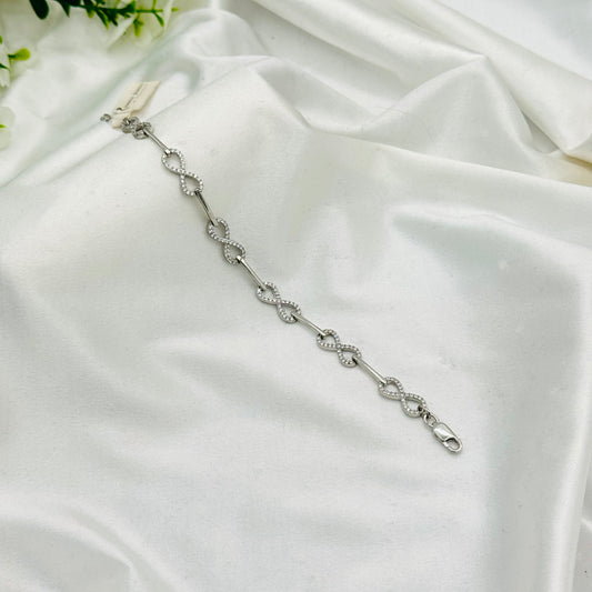 Women Infinity Italian Sterling Silver 925 Bracelet with Moissanites WBI32