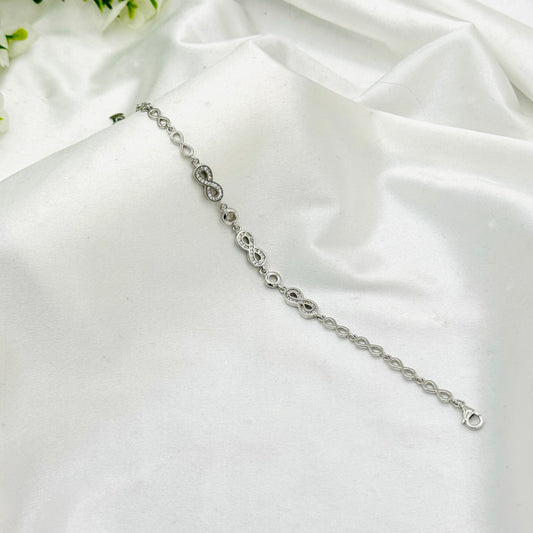 Women Infinity Italian Sterling Silver 925 Bracelet with Moissanites WBI33