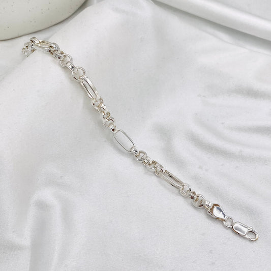 Mens Belcher Figaro Link Silver Bracelet MBP27