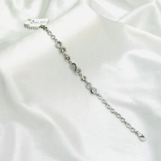 Women Infinity Italian Sterling Silver 925 Bracelet with Moissanites WBI30