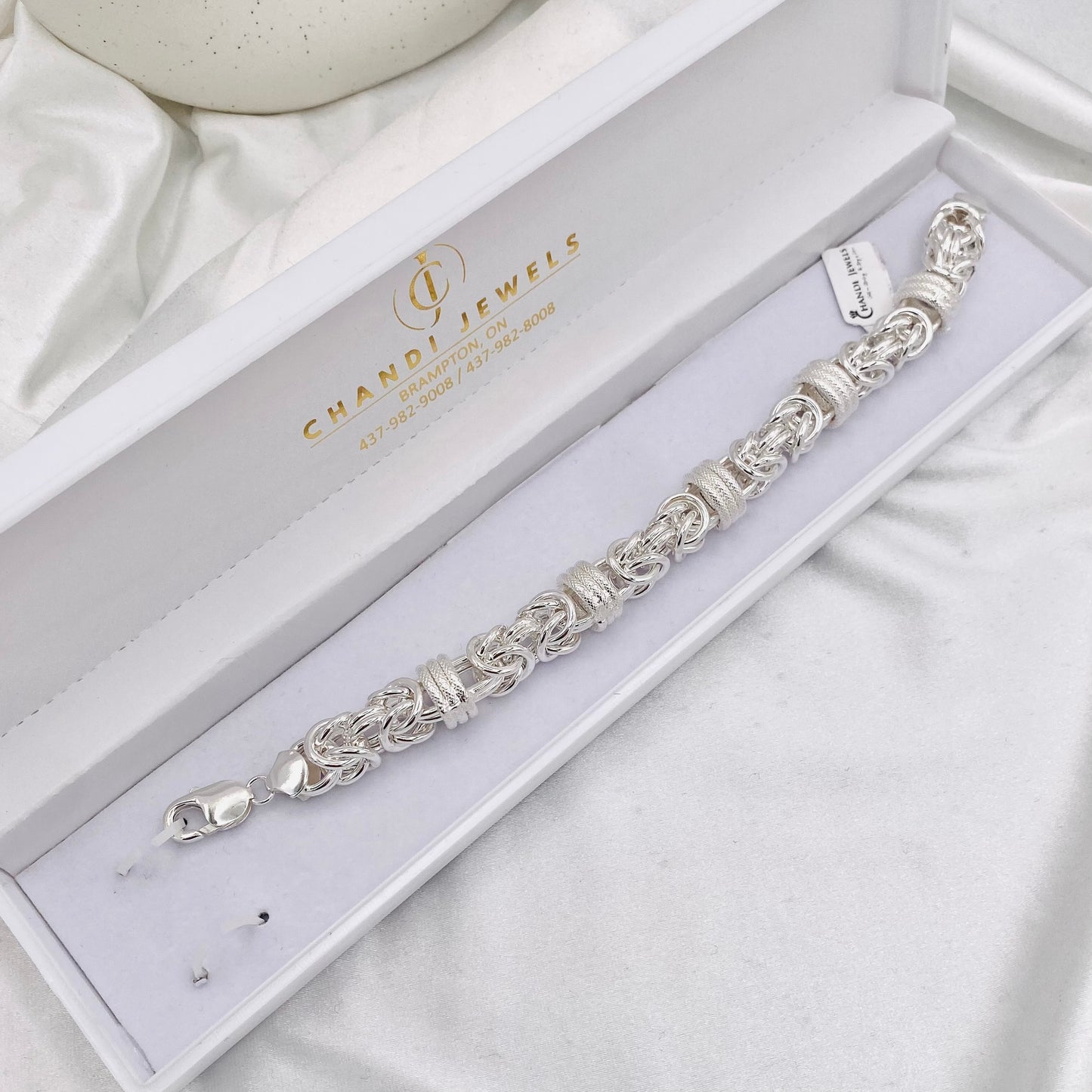 Mens Fancy Byzantine Silver Bracelet MBP29