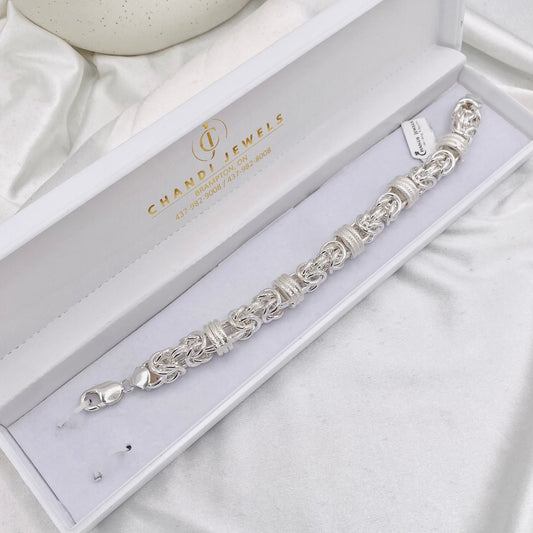 Mens Fancy Byzantine Silver Bracelet MBP29