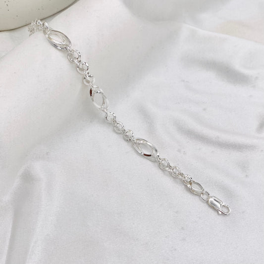 Mens Rolo Link Silver Bracelet MBP30