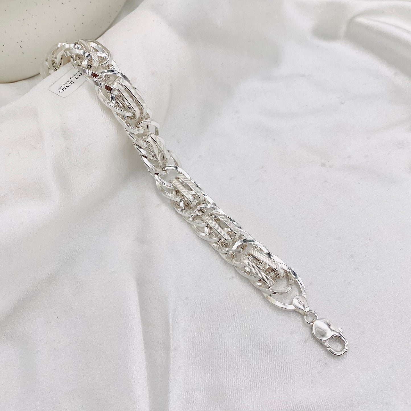 Mens Byzantine Chunky Silver Bracelet MBP33