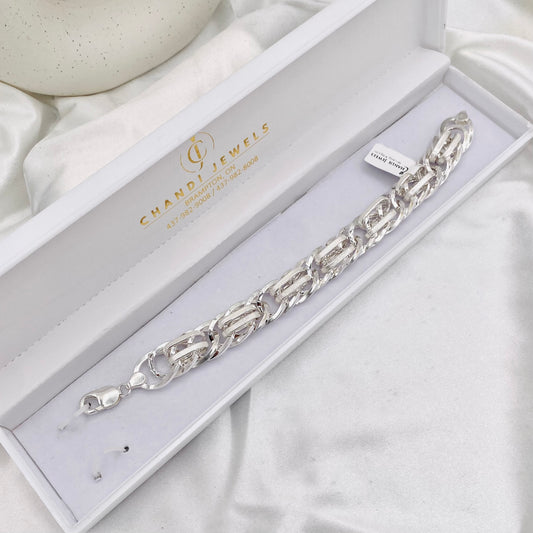 Mens Byzantine Chunky Silver Bracelet MBP33