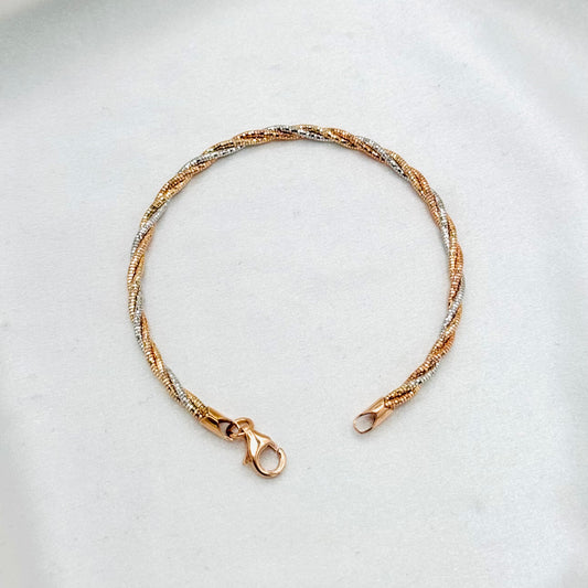 Gold, Rosegold & Silver  Bangle- Style Bracelet For Women In Sterling Silver WBI19