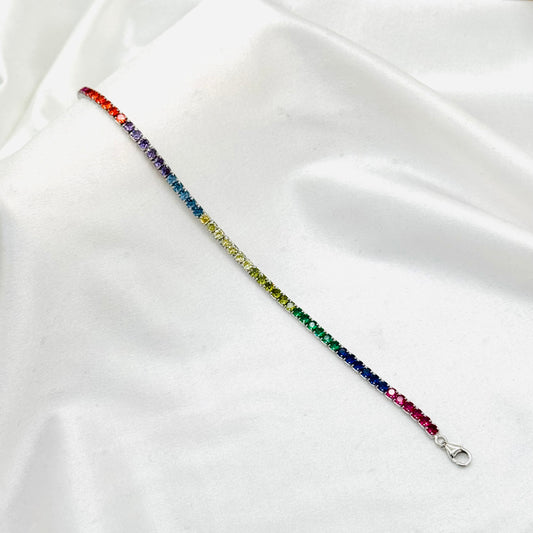 WBT18 Women Multi- Coloured Tennis Bracelet In 925 Sterling Silver