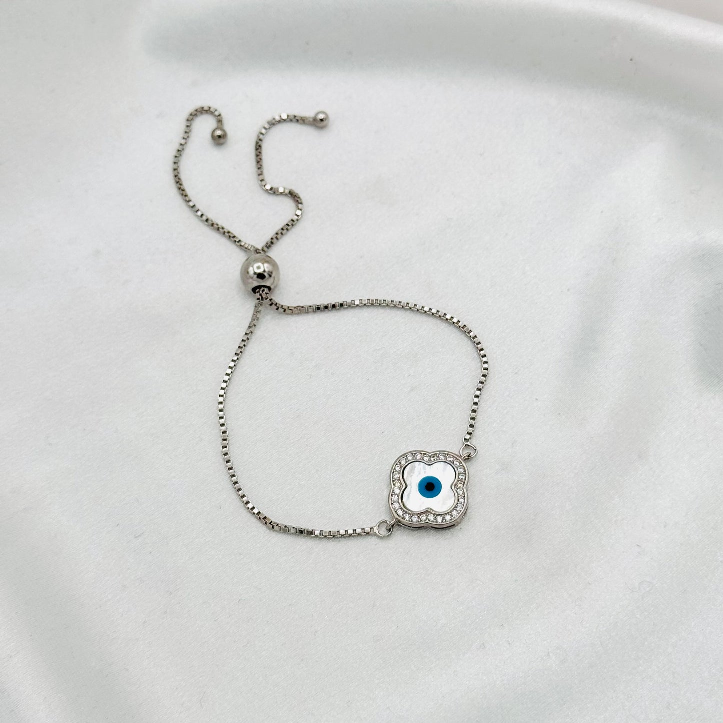 Evil Eye Adjustable Bracelet For Women In Sterling Silver WBE09