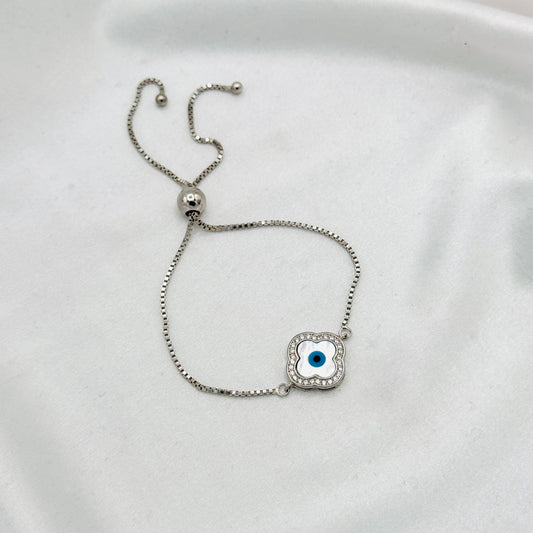 Evil Eye Adjustable Bracelet For Women In Sterling Silver WBE09