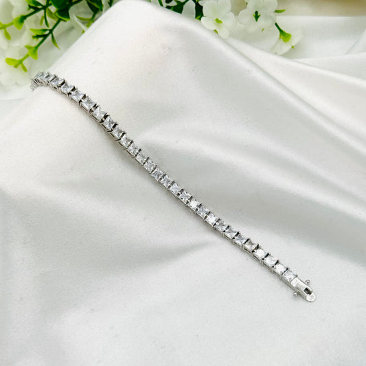 Square Tennis Bracelet with Moissanites In 925 Sterling Silver WBT23