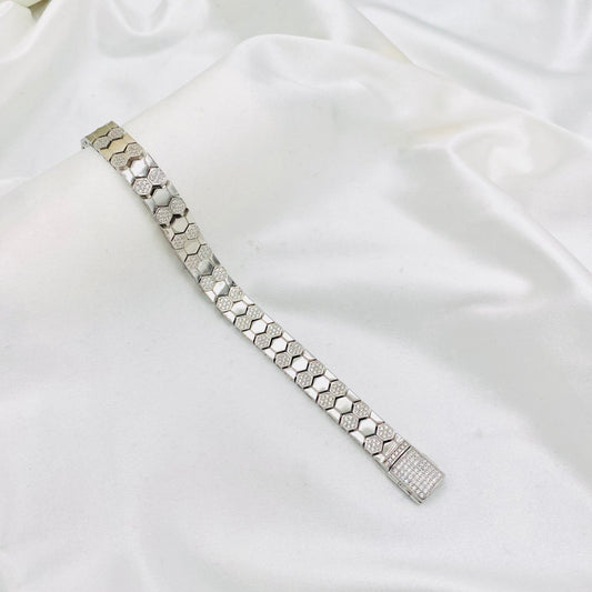 Mens Silver Bracelet with Stones MBI17