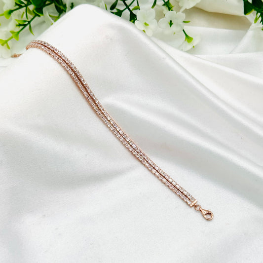 Women Rose-gold Plated Double Layer Tennis Bracelet In Sterling Silver In Canada WBT24