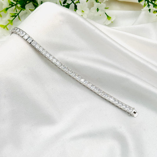 Square Tennis Bracelet with Moissanites In 925 Sterling Silver WBT25