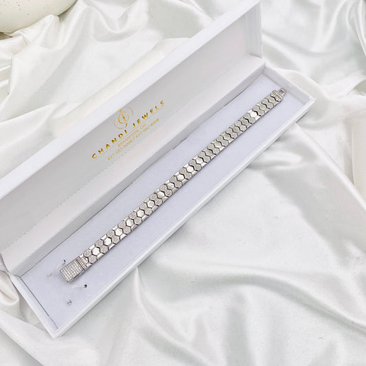 Mens Silver Bracelet with Stones MBI17