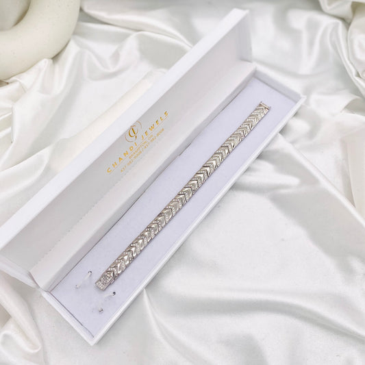 Mens Silver Bracelet with Stones MBI18