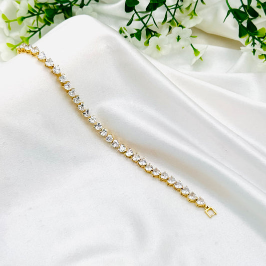 Women Gold Plated Heart Tennis Bracelet In Sterling Silver In Canada WBT39