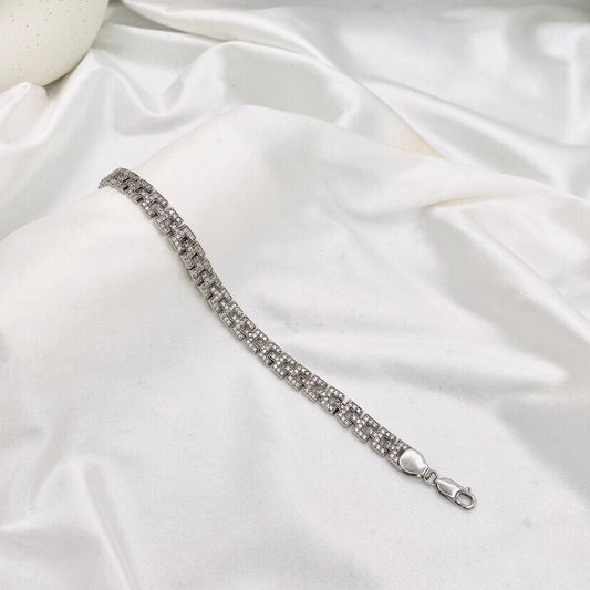 Mens Silver Bracelet with Stones MBI19