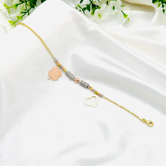 Women Tri-color Gold Plated Bracelet In 925 Sterling Silver WBI01