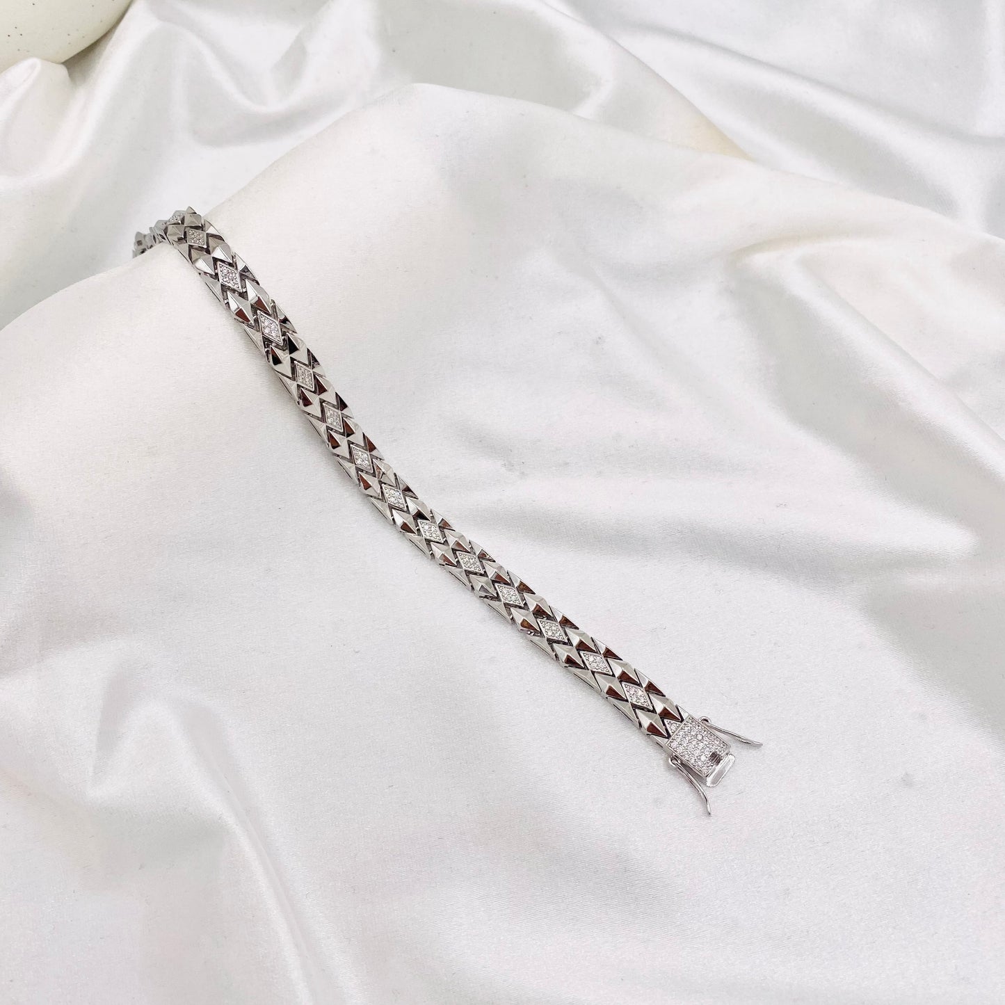 Mens Silver Bracelet with Stones MBI20