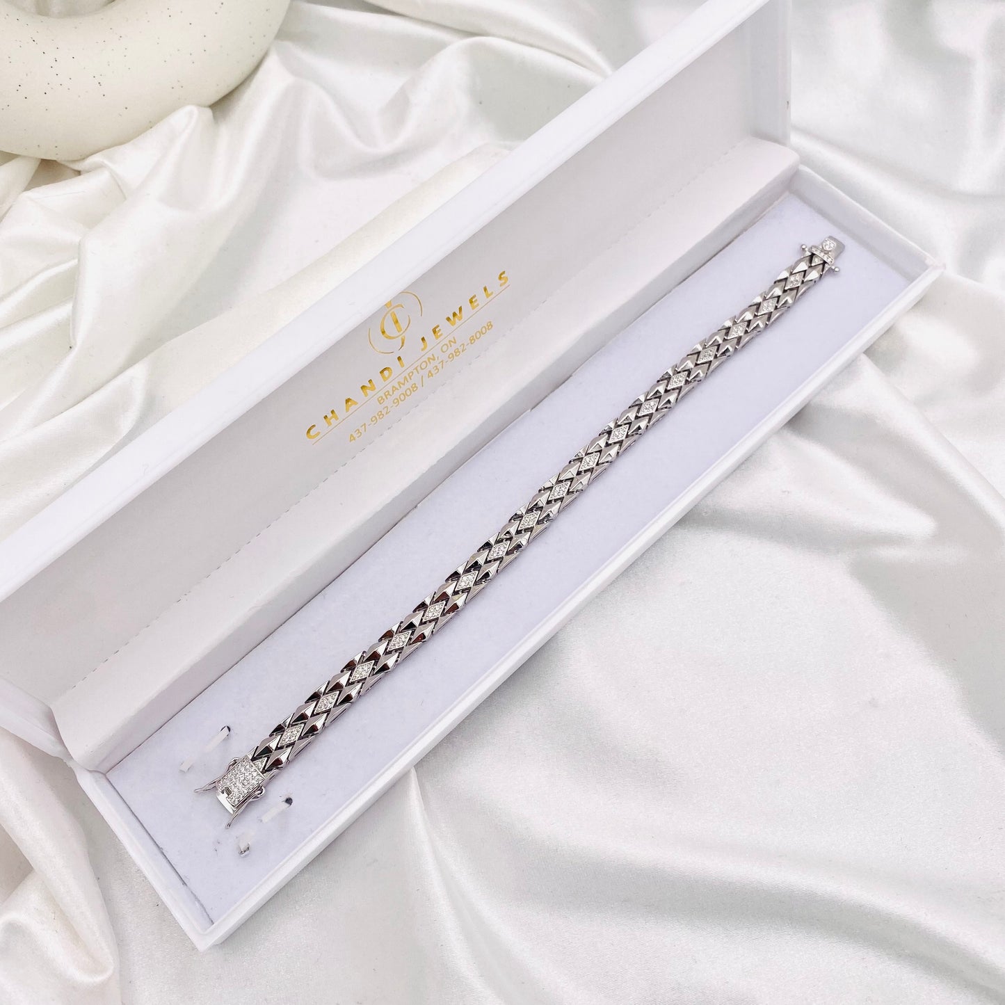 Mens Silver Bracelet with Stones MBI20