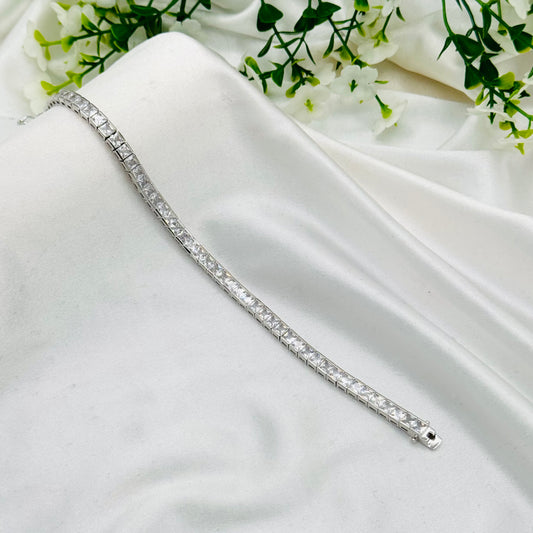 Square Tennis Bracelet with Moissanites In 925 Sterling Silver WBT26