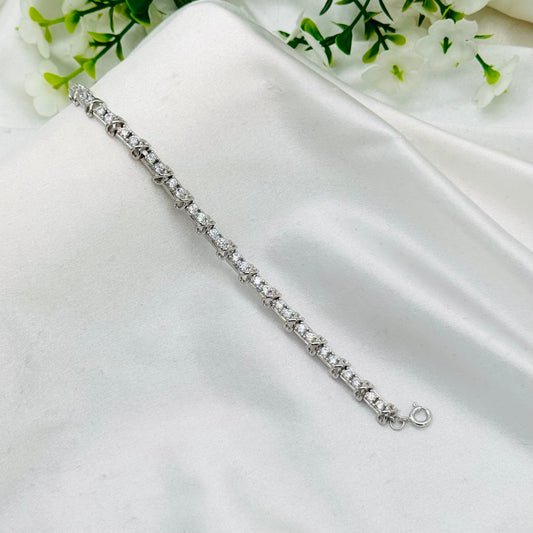 Women Silver Infinity Tennis Bracelet with Moissanites In 925 Sterling Silver WBT27