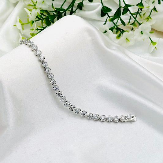 Round Tennis Bracelet with Moissanites In 925 Sterling Silver WBT29