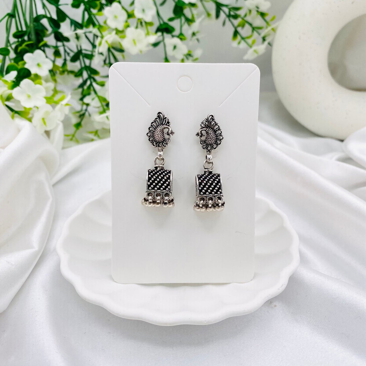 Pure Silver Oxidized Jhumkas ERW70