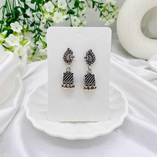 Pure Silver Oxidized Jhumkas ERW70