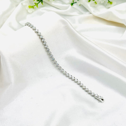 Round Tennis Bracelet with Moissanites In 925 Sterling Silver WBT30