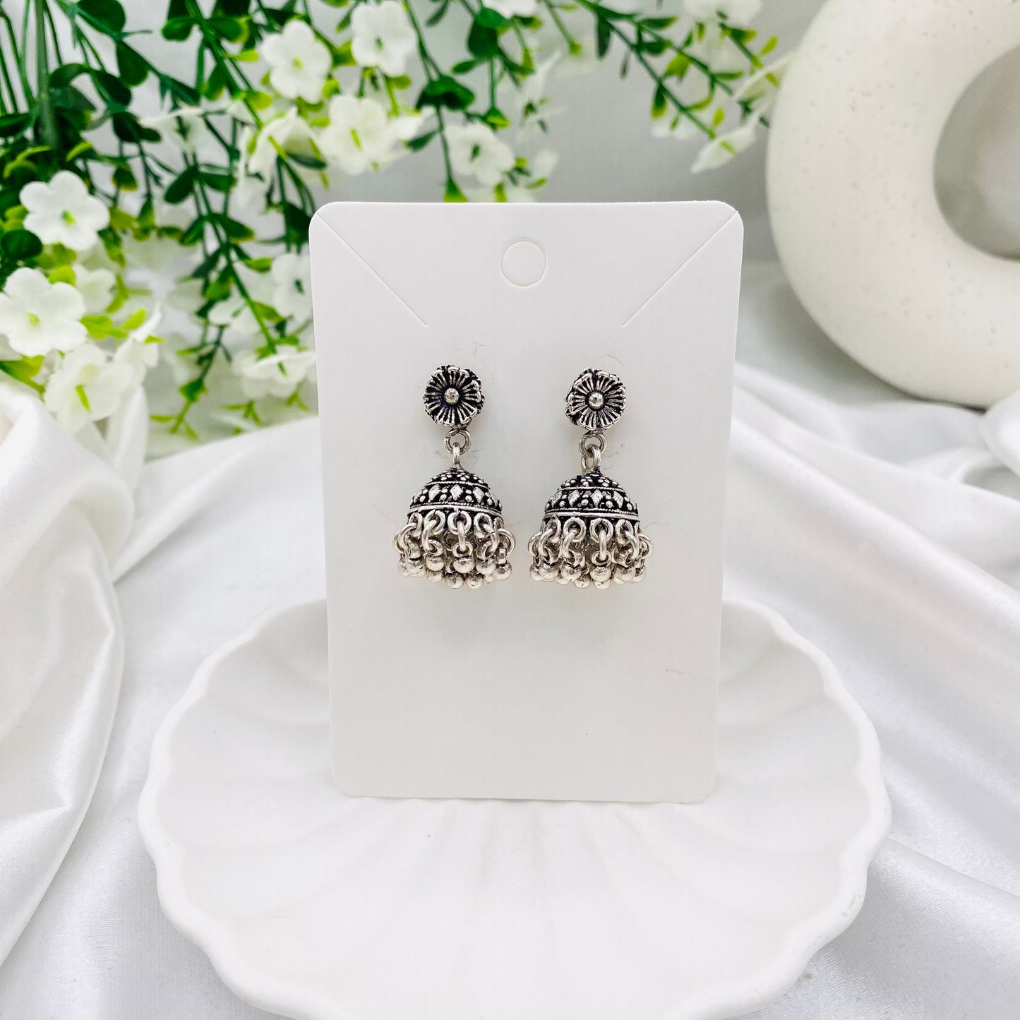 Pure Silver Oxidized Jhumkas ERW69