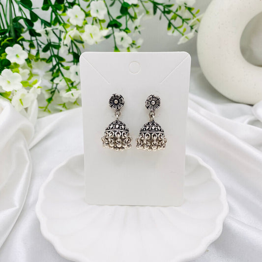 Pure Silver Oxidized Jhumkas ERW69