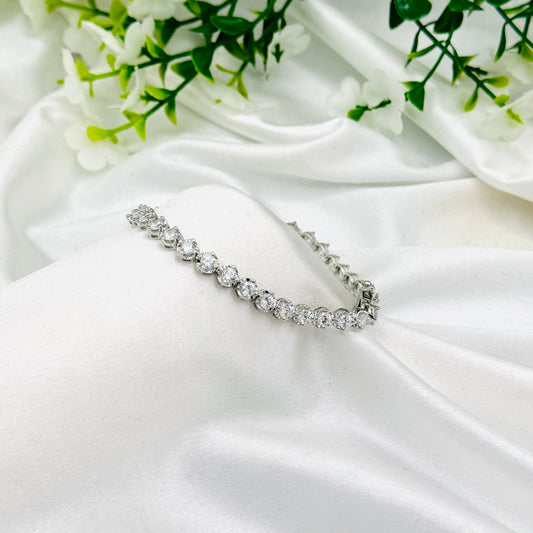 Round Tennis Bracelet with Moissanites In 925 Sterling Silver WBT30