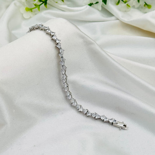 Women Silver Hearts style Tennis Bracelet with Moissanites In 925 Sterling Silver WBT34