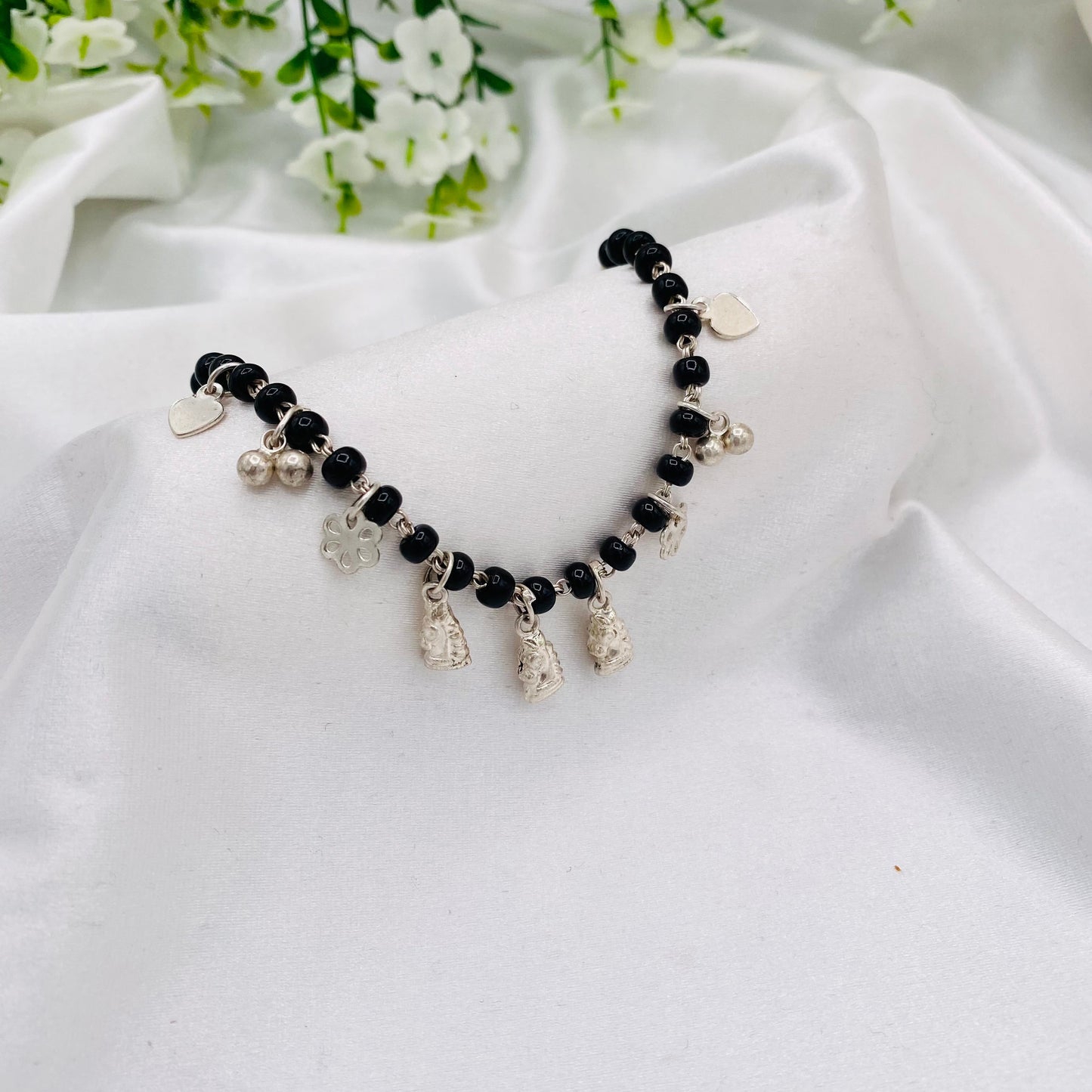 Kids Pure silver NAZARIYA Flower Dangler-charms Anklet BAI03