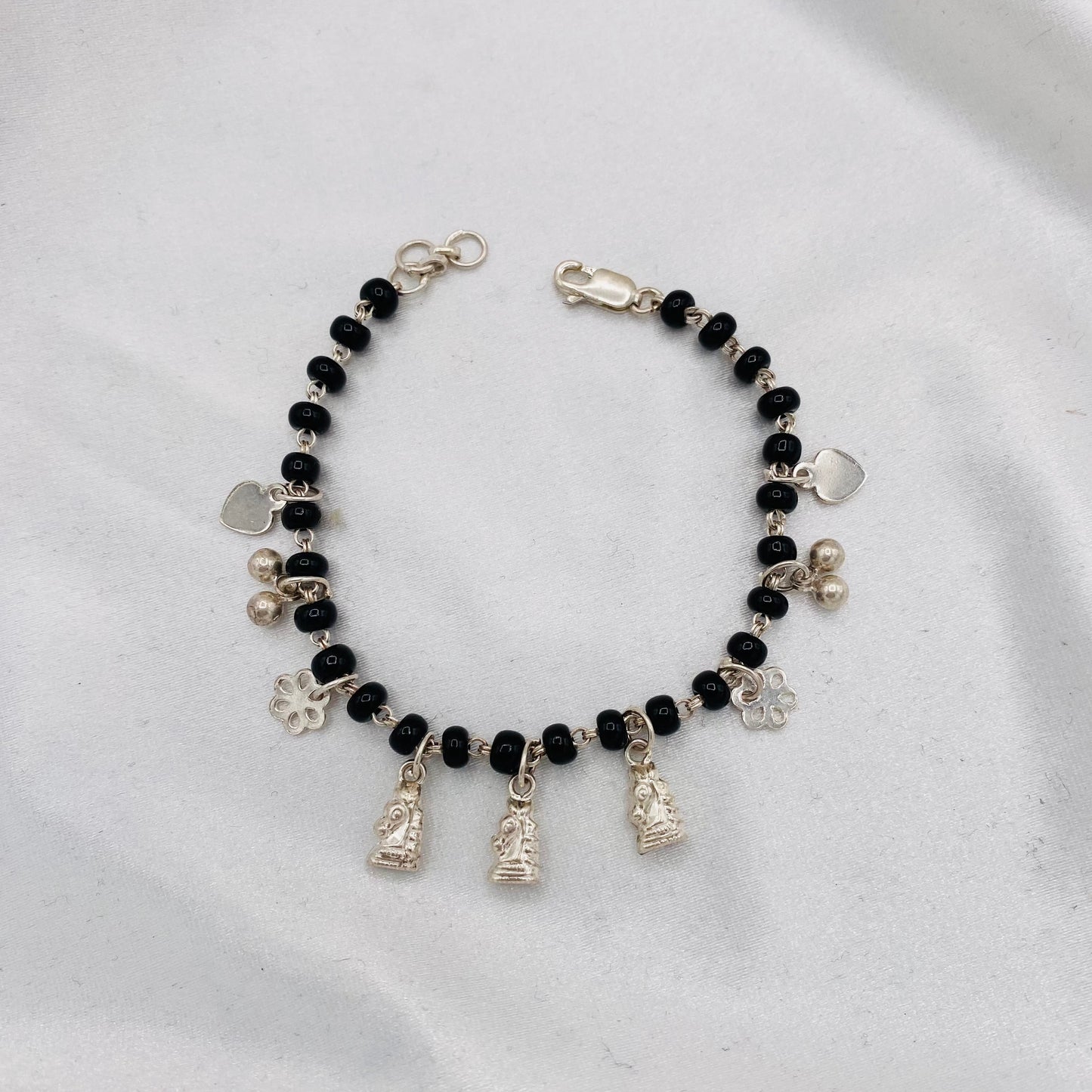 Kids Pure silver NAZARIYA Flower Dangler-charms Anklet BAI03