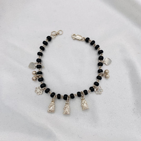 Kids Pure silver NAZARIYA Flower Dangler-charms Anklet BAI03