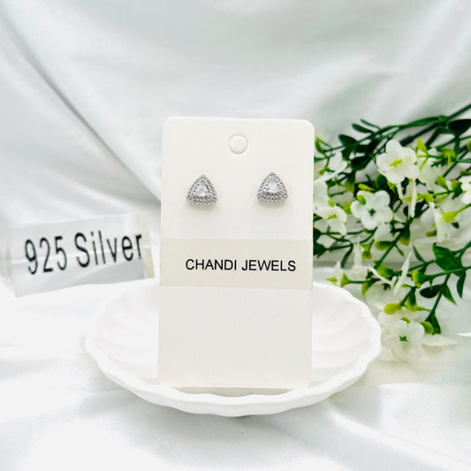 Triangle single stone Sterling Silver Earrings ERW48
